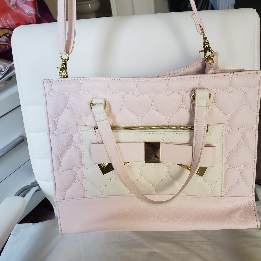 Betsy Johnson Heart Leather Purse Large